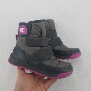 Sorel Whitney II Strap Unisex Kids Quarry Grill Gray Pink Snow Boots 13
